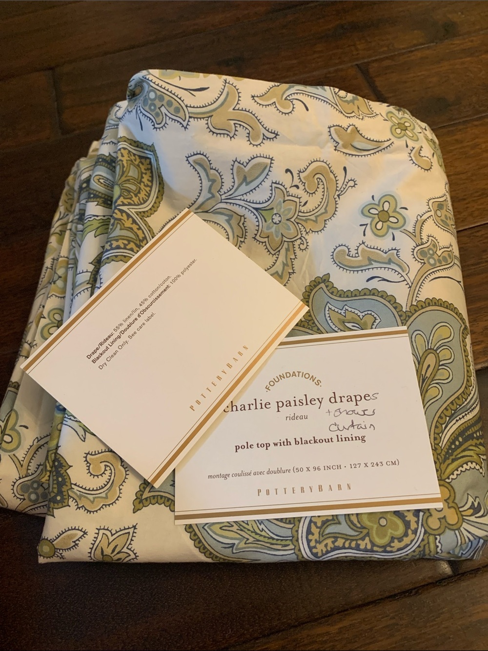 Pottery Barn Charlie Paisley Pole Top Drape USED in excellent condition